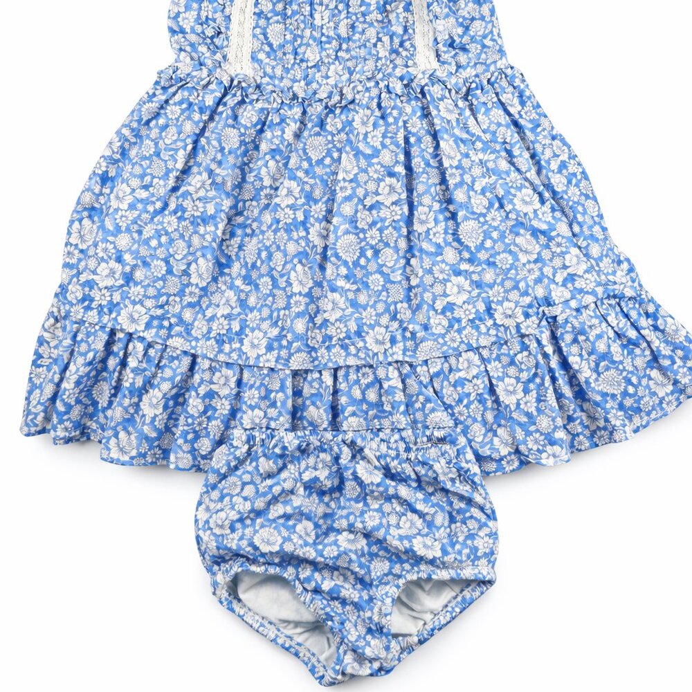 Ralph Lauren Blue Floral Dress, EUC, Size 24M - Picture 2 of 5